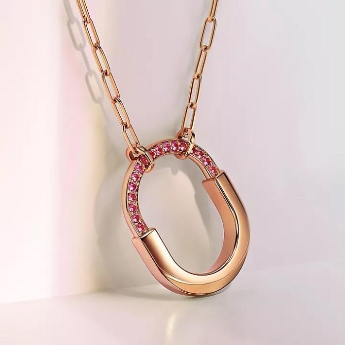 Lock pink sapphire necklace 18k-Diamond Jewelry