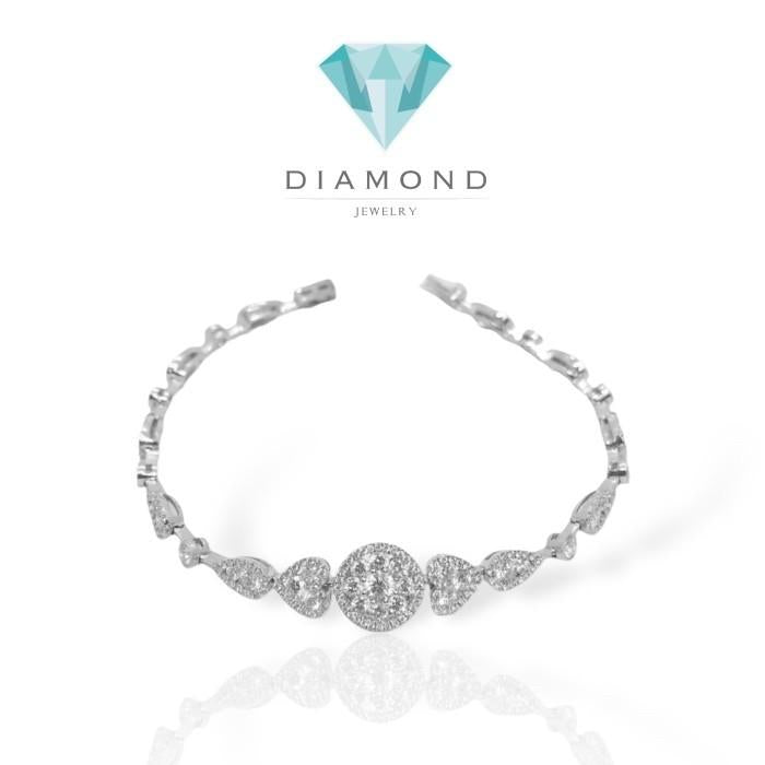 Diamond Pave Bracelet Lotus 18k white gold-Diamond Jewelry