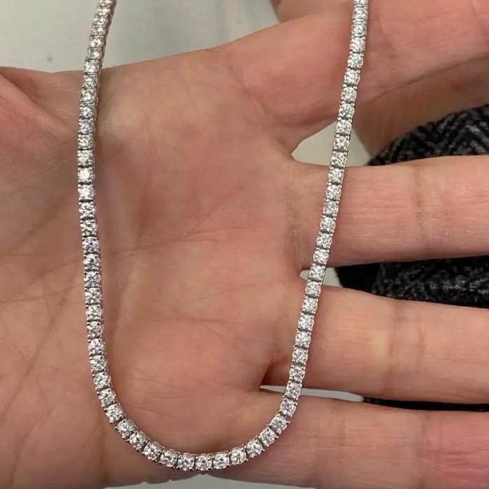 Tennis necklace diamond round 18k 8ct-Diamond Jewelry