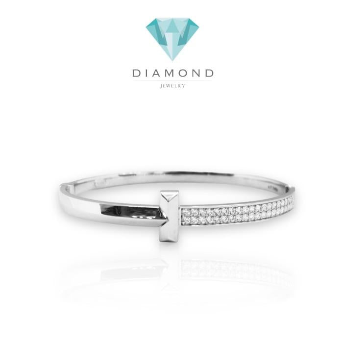 T1 Bangle Gelang Emas 750K White Gold-Diamond Jewelry-336GMS8LS-HT