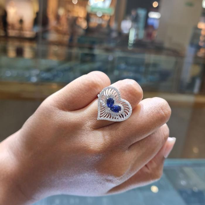 Love Sapphire Diamond Ring 18K / Diamond Jewelry