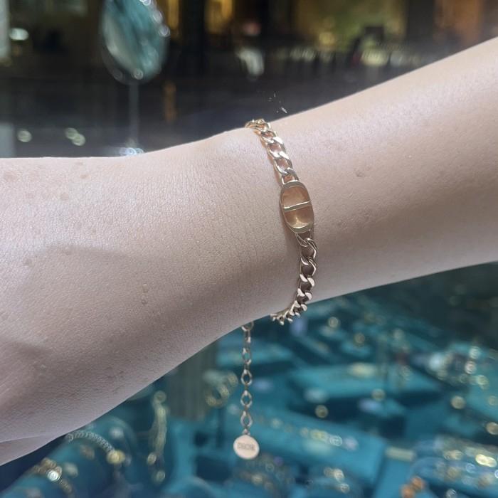 CD initial chain bracelet 18k gold -Diamond Jewelry