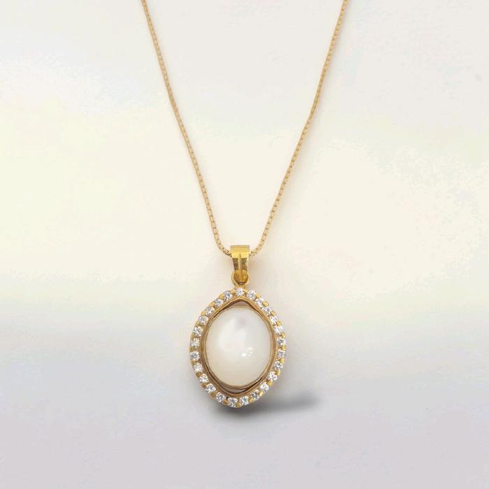 Oval Pearl skin Pendants 23K / Liontin Mutiara Oval  mutiara kulit kristal 23K / Diamond Jewelry / 205LMSWP8