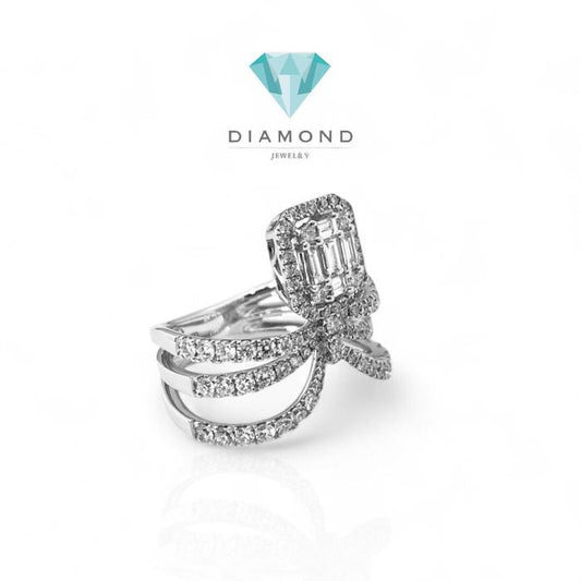 Baguette Crown Ring 18K Diamond Jewelry