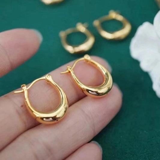 Earring Vintage Simple Hoop  Gold 18K -Diamond Jewelry-96GBD600CHLS-HT