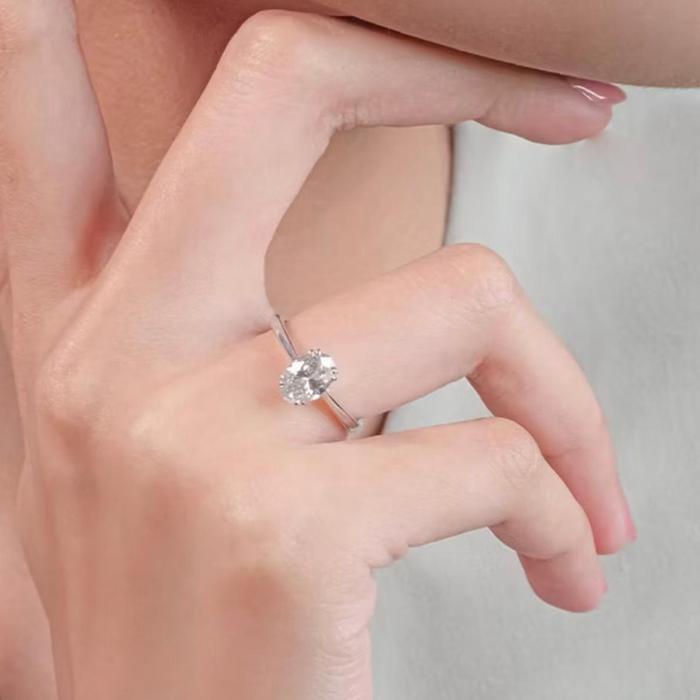 OVAL 0.9-1 crt Diamond Natural Ring-Diamond Jewelry