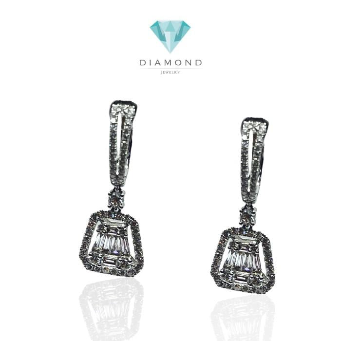 Anting Baguette Diamond Earring 18k White Gold-Diamond Jewelry