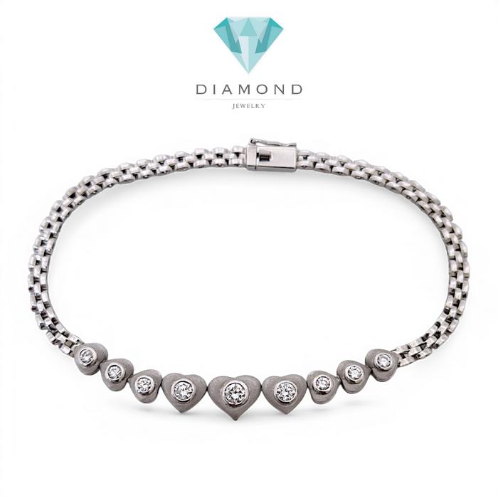 Diamond Hearts bracelet 18k white gold-Diamond Jewelry