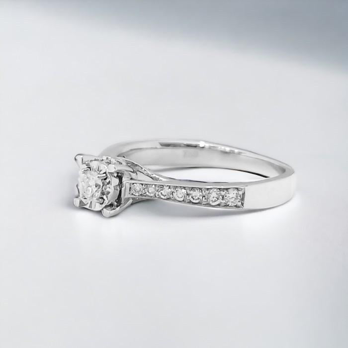 Solitaire illusion diamond ring/cincin berlian solitaire  Parisian 18k/cincin berlian tunangan berlian emas putih -Diamond Jewelry