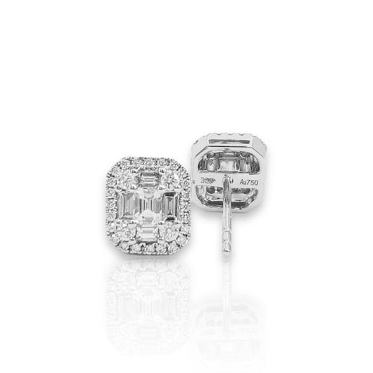 Baguette round diamond Earring 18k-Diamond Jewelry