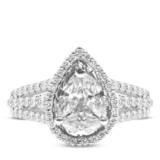 Pearshape Diamond Ring 18k white gold-Diamond Jewelry