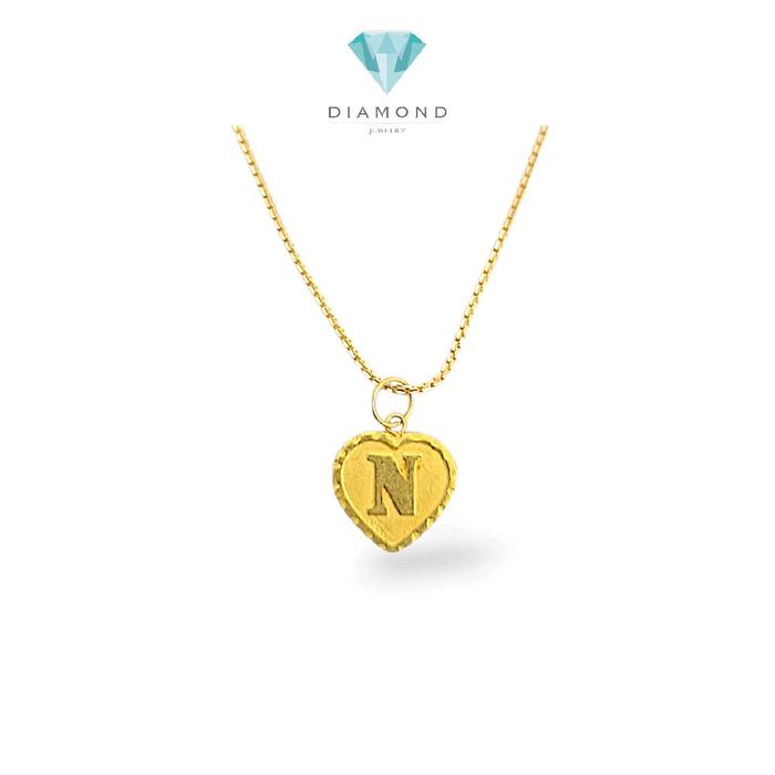 Gold Heart Pendants Letter N 23K / Liontin Hati Emas Huruf N 23K / Diamond Jewelry / 237LMSWP2