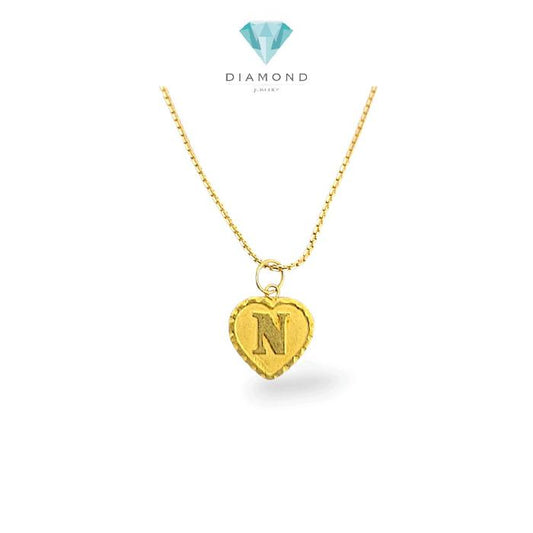 Gold Heart Pendants Letter N 23K / Liontin Hati Emas Huruf N 23K / Diamond Jewelry / 237LMSWP2
