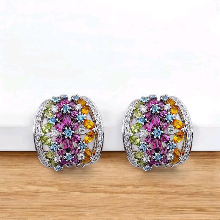 Flower Diamond Stud Earring 18K / Diamond Jewelry 4BAKV34660WP