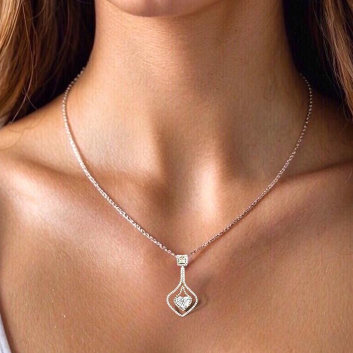 Diamond duo Heart pendant/ kalung berlian dup heart 18k-Diamond Jewelry