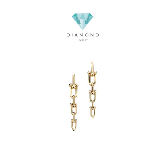 T hardware earring long 18K Gold Diamond Jewelry