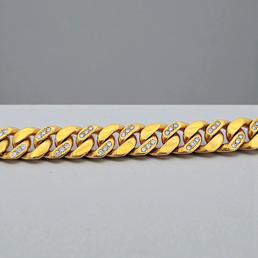Cuba Diamond Bracelet 17K / Gelang Berlian Sisik Naga 17K / Diamond Jewelry 64258SM