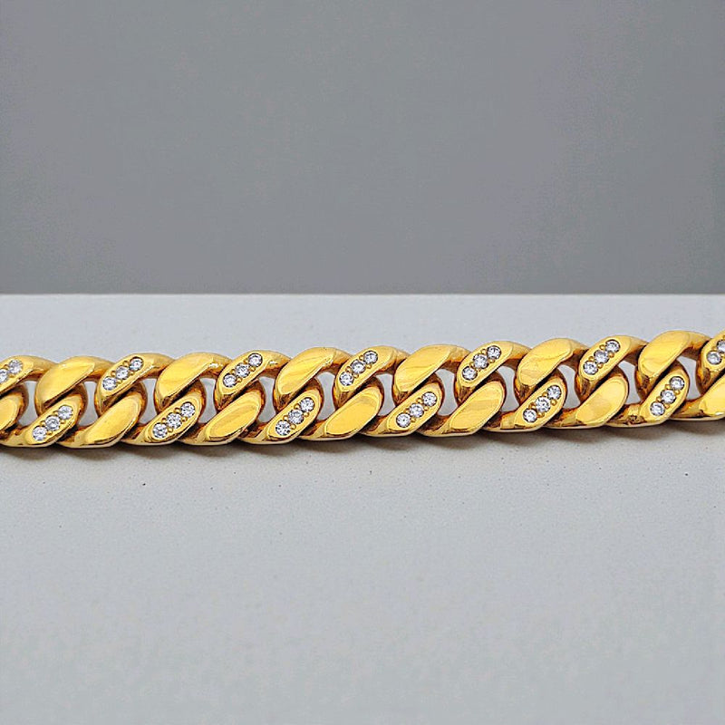 Cuba Diamond Bracelet 17K / Gelang Berlian Sisik Naga 17K / Diamond Jewelry 64258SM