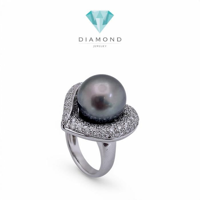 Heart Pearl Diamond Ring 18K / Diamond Jewelry