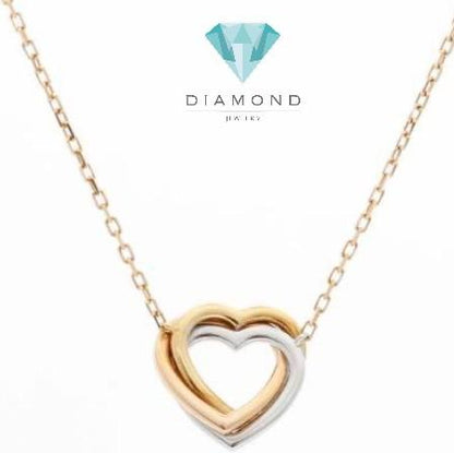 Heart Tricolor 18K Gold Necklace Trinity-Diamond Jewelry-14KMSSM449RY-HT