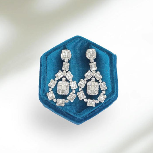 Baguette Viera Earring 18k Diamond -Diamond Jewelry