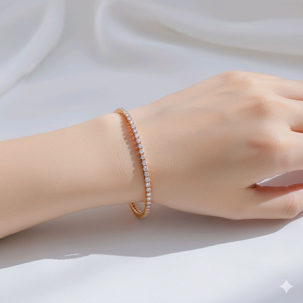 Tennis Listring Yellow Gold And Diamond Bangle 18K / Gelang Berlian Tennis Lurus 18K / Diamond Jewelry 143GB131000AB-HT