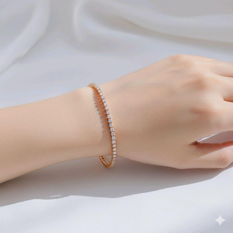 Tennis Listring Yellow Gold And Diamond Bangle 18K / Gelang Berlian Tennis Lurus 18K / Diamond Jewelry 143GB131000AB-HT