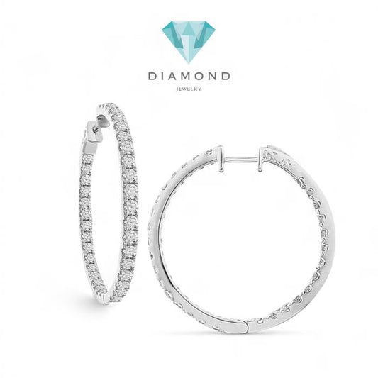 Diamond Hoop earring 18k white gold/anting berlian hoop bulat 18k-Diamond Jewelry