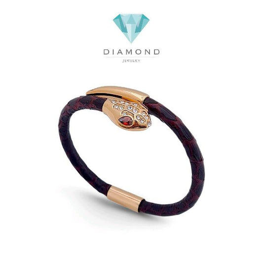 Ulo Serpenti Diamond leather Bracelet 18K / Gelang Berlian Ulo Serpenti 18K / Diamond Jewelry 1GBD15LSNEW - Gold-(SAMPLE-HT)