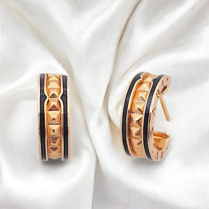 Hoop Onyx Earring 18k / Diamond Jewelry 379ABD1076RY