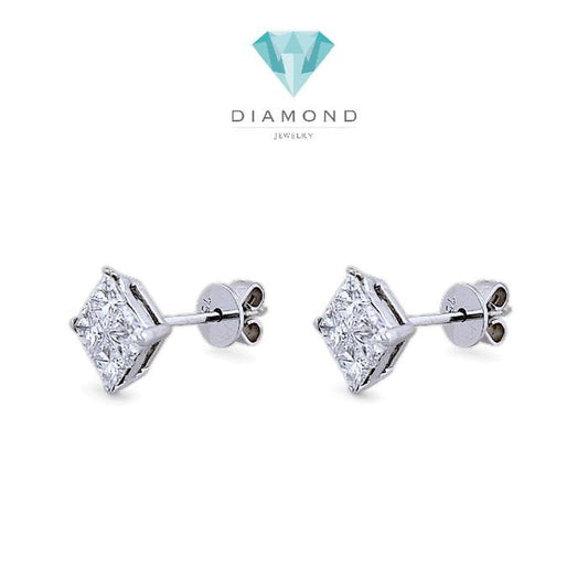 Square Diamond Earring 18K / Diamond Jewelry