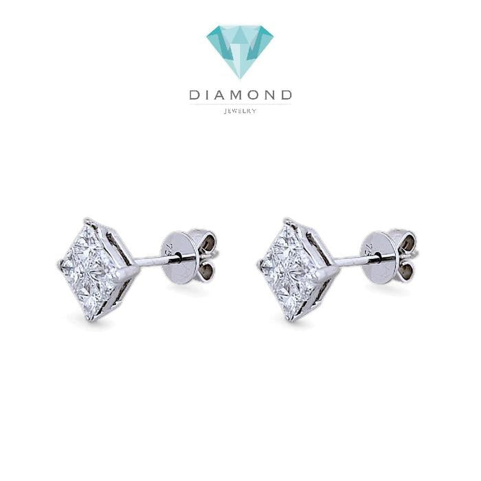 Square Diamond Earring 18K / Diamond Jewelry