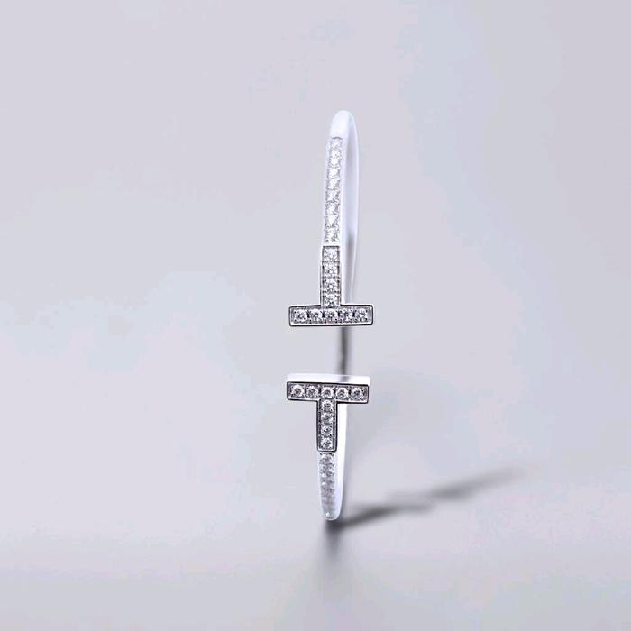 Double T Bangle Diamond 18K / Gelang Double T Berlian 18K / Diamond Jewelry / 176GBD138000AB