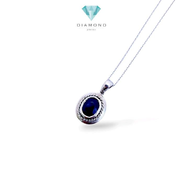 Blue Sapphire Pendants 18K / Liontin Blue Sapphire 18K / Diamond Jewelry / 199LMSWP5