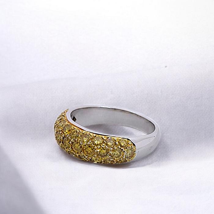 Yellow Diamond thick.tennis pave Ring 18K / Diamond Jewelry