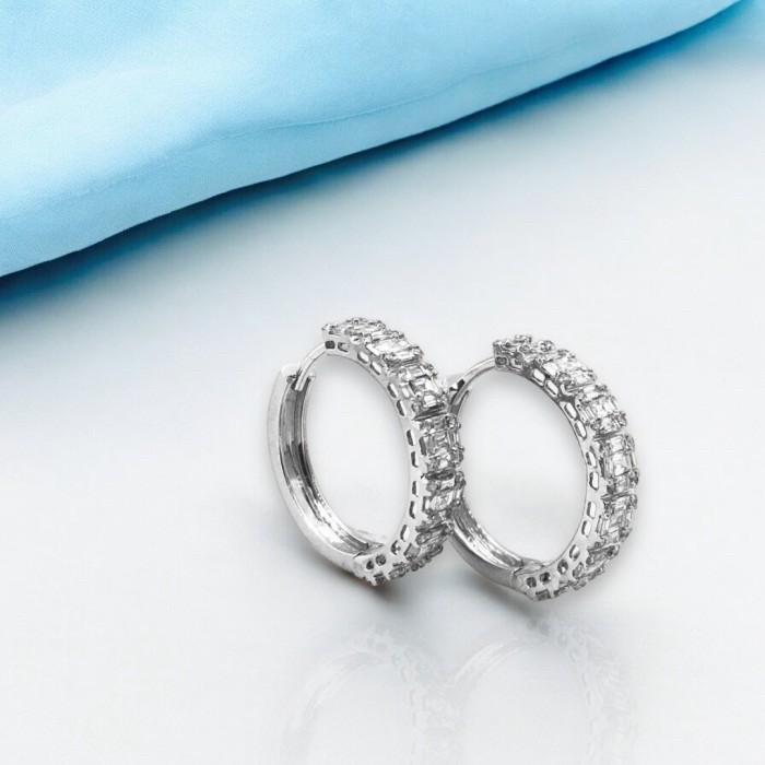 Baguette diamond hoop earring 18k/anting hoop berlian baguette/anting berlian clara baguette-Diamond Jewelry
