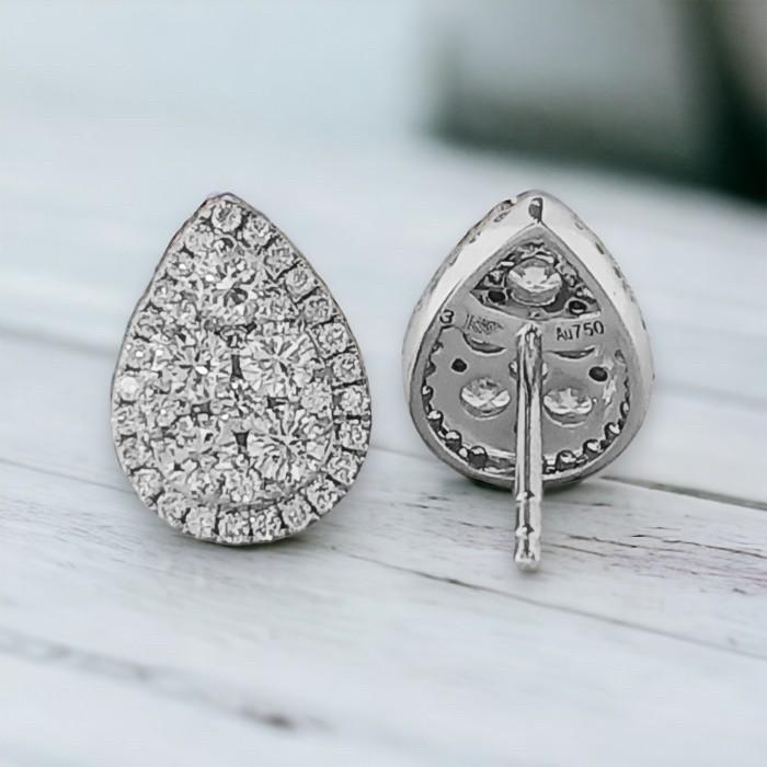 Pear Halo Diamond Earring 18k-Diamond Jewelry