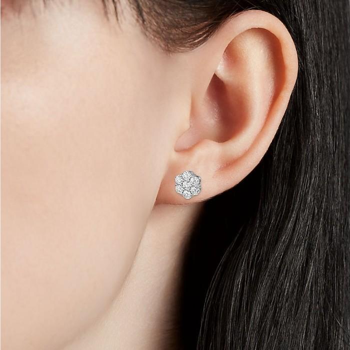 Anting diamond lotus emas putih white gold 18 krt Diamond Jewelry