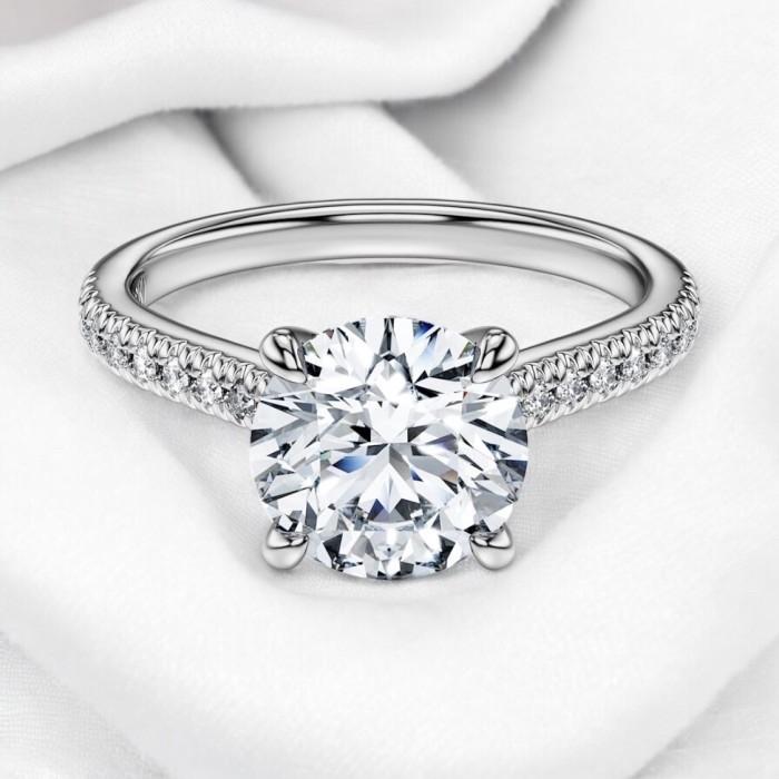 Solitaire lab ground diamond ring 18k-Elsy Jewelry