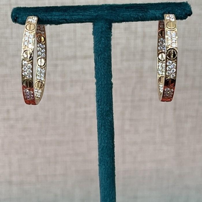 Love pave diamond earring 18k crt-Diamond Jewelry