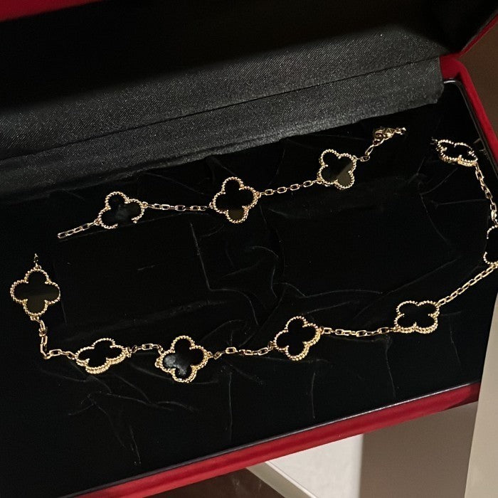 Clover Necklace 10 Vintage Onyx 18K Gold-Diamond Jewelry-85KBD160000AB-HT