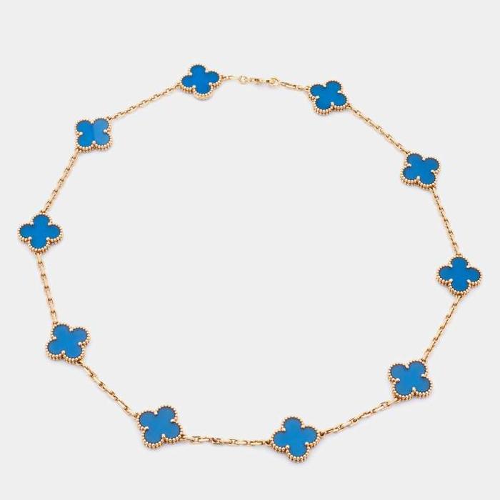 Vintage Alhambra Blue Agate 10Clover 18K / Diamond Jewelry-84KBD160000AB-HT