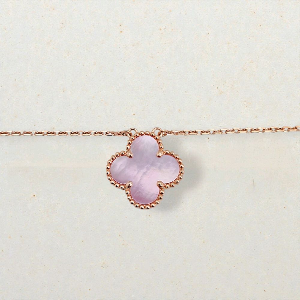 Pink Clover Vintage Necklace 18K / Kalung Pink Clover Vintage 18K / Diamond Jewelry - 145KBD62000AB