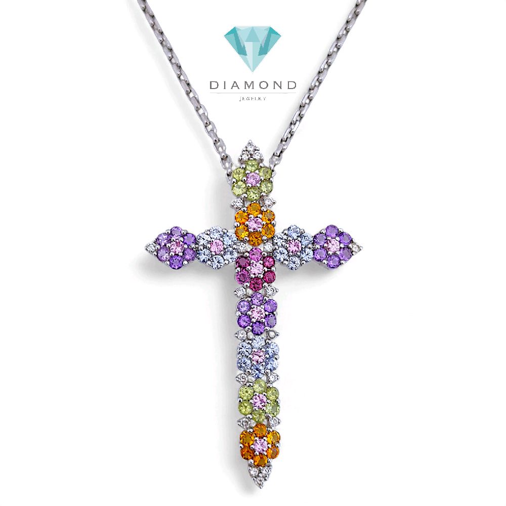 Cross Flower Diamond Pendant 18K / Liontin Berlian Salib Bunga 18K / Diamond Jewelry 3LBGT890 - HT