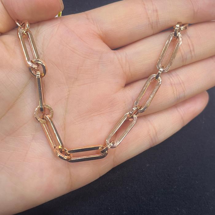 Paper clip 18K gold necklace Diamond Jewelry