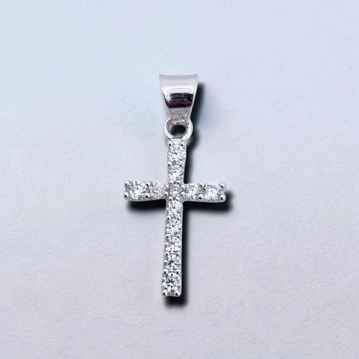 White Gold Cross Zircon Pendants 17K / Liontin Salib Emas Putih sirkon 17K / Diamond Jewelry / 283LMS075LS