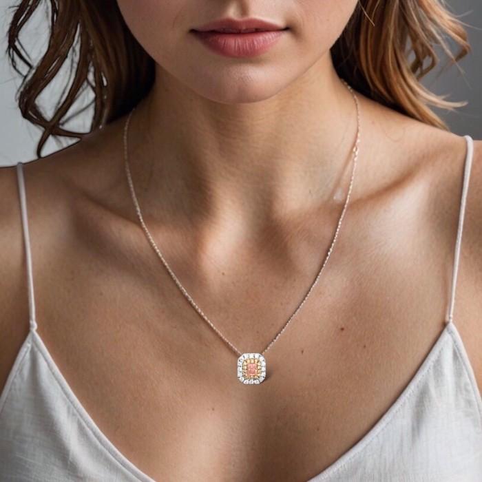 Kalung Pink Diamond cushion 18K/ kalung pink diamond necklace -Diamond Jewelry