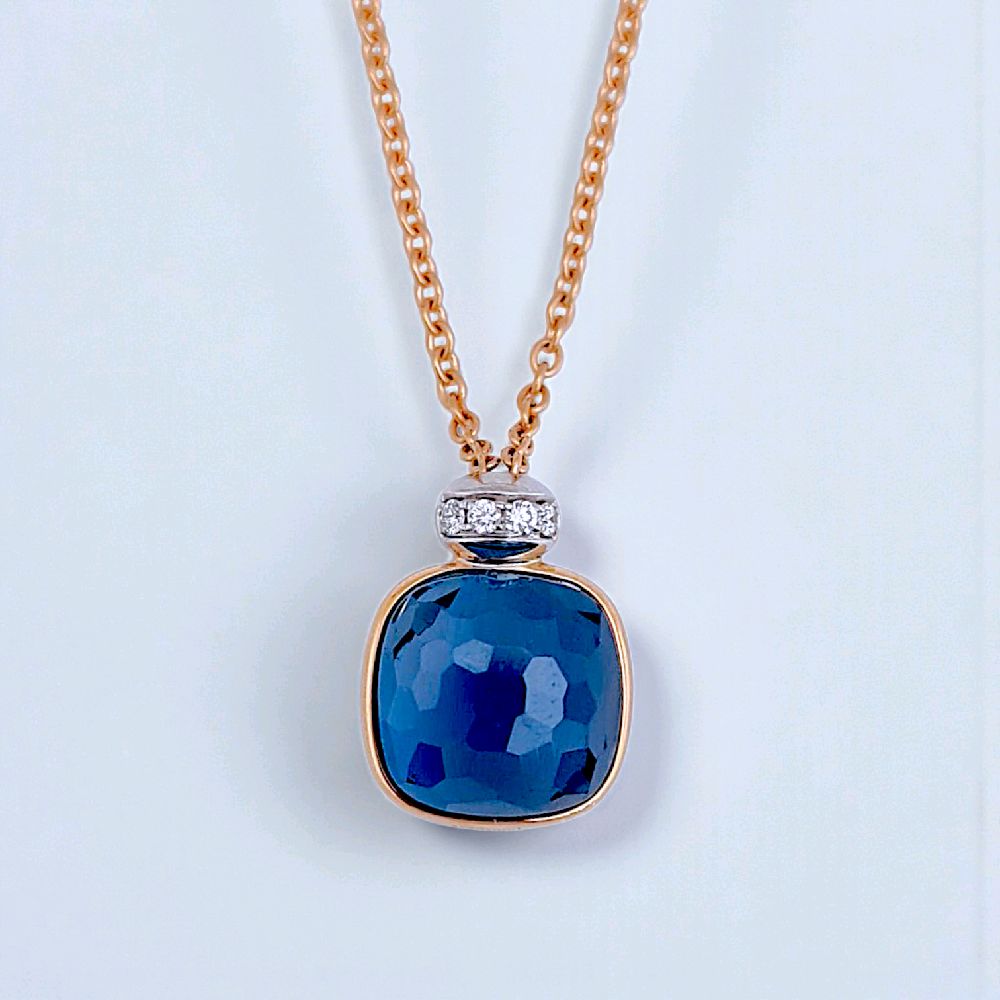 Turquoise Diamond Necklace 18K / Kalung Batu Turquoise Berlian 18K / Diamond Jewelry 137KBD86000AB HT
