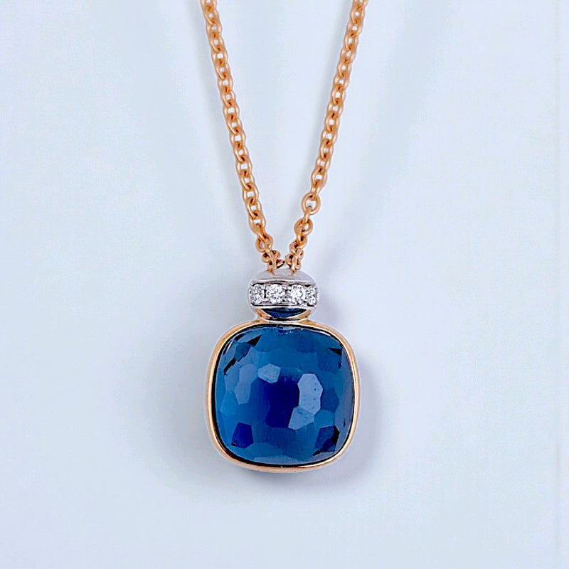 Turquoise Diamond Necklace 18K / Kalung Batu Turquoise Berlian 18K / Diamond Jewelry 137KBD86000AB HT