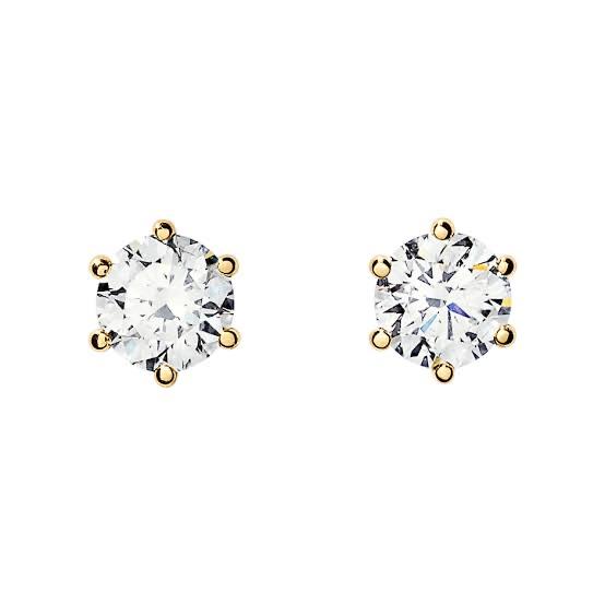 Anting emas solitaire kristal 18 Krt putih/gold Diamond Jewelry